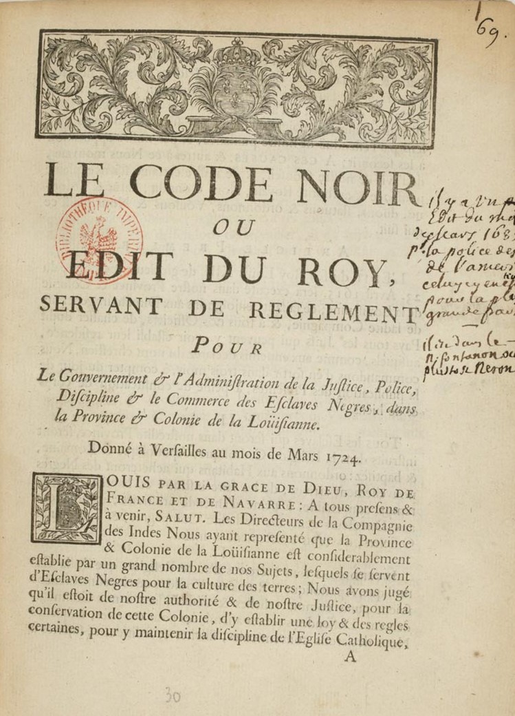 Le code noir à Bourbon