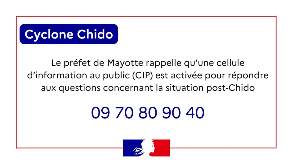 Cyclone Chido : La préfecture a mis en place une cellule d'information du public