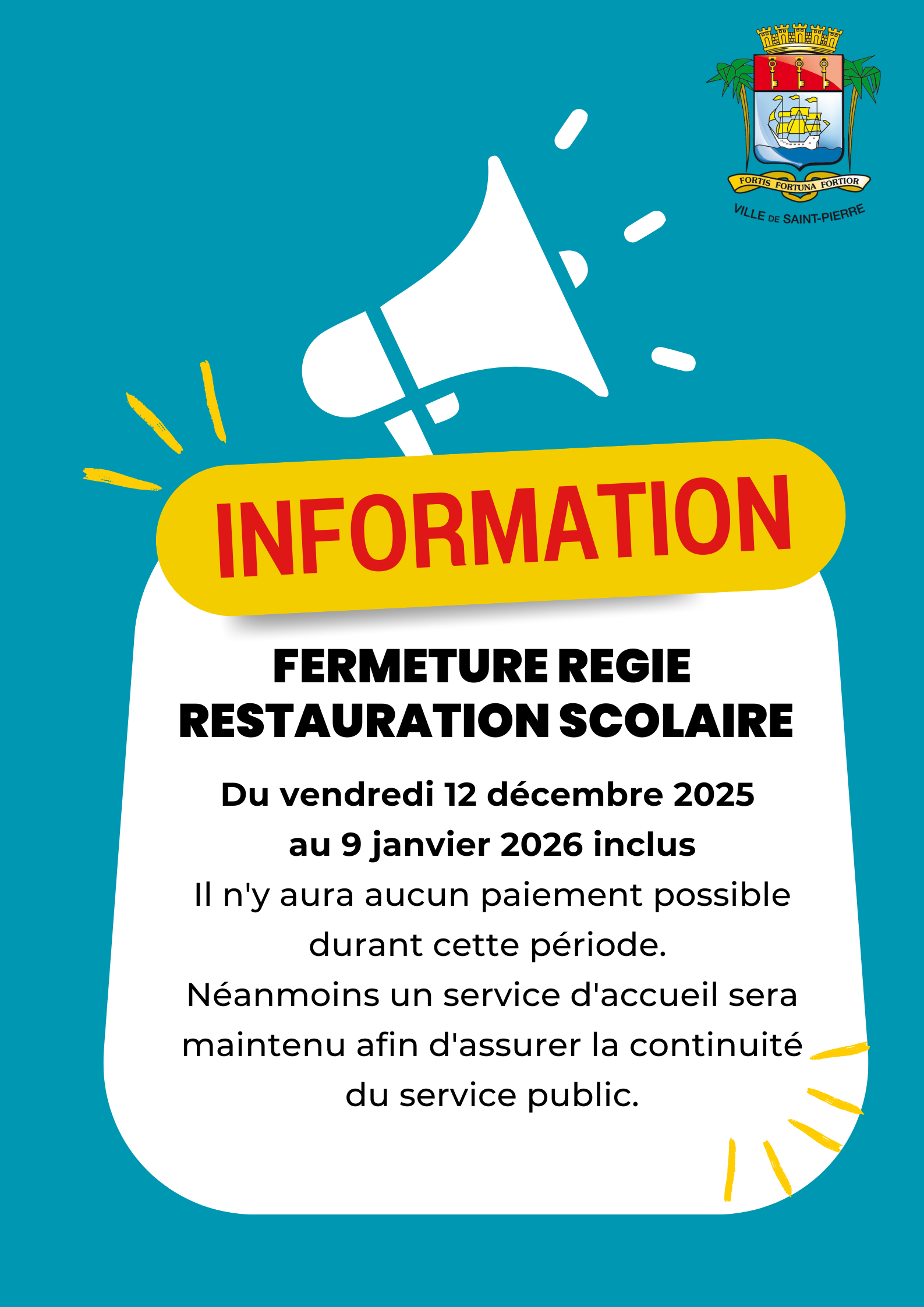 fermeture régie restauration scolaire