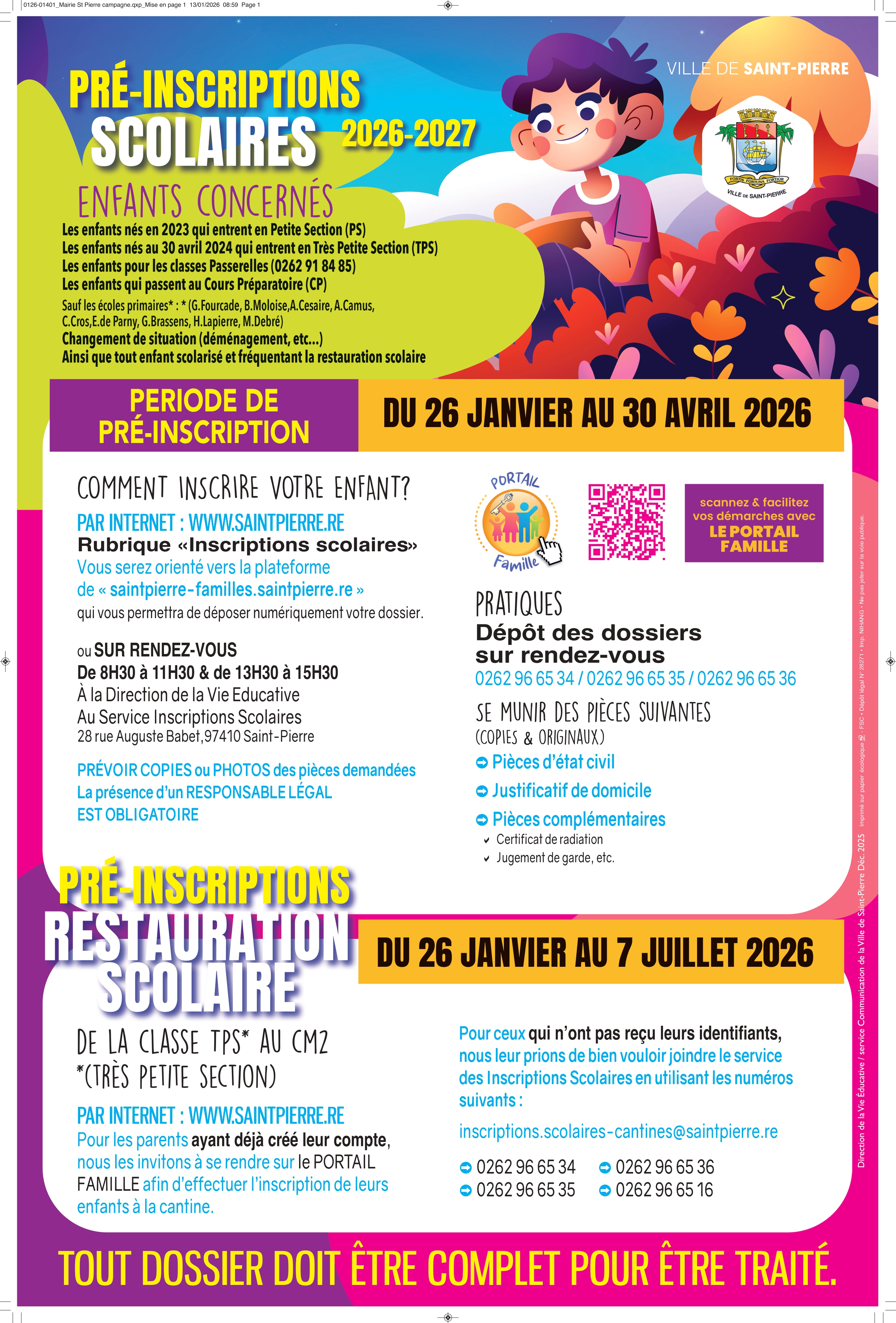 PRE-INSCRIPTIONS SCOLAIRES 2026-2027