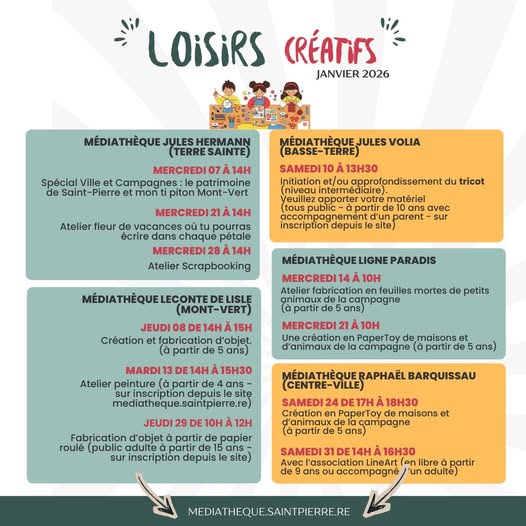 Loisirs créatifs Janvier 2026