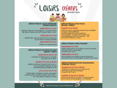 Loisirs créatifs Janvier 2026
