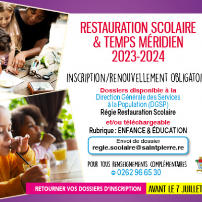 Inscriptions pour la restauration scolaire 2023/2024