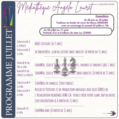 programme médiatèque juillet 2025