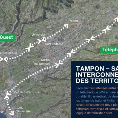 Projet de téléphérique reliant la ville de Saint-Pierre et celle du Tampon